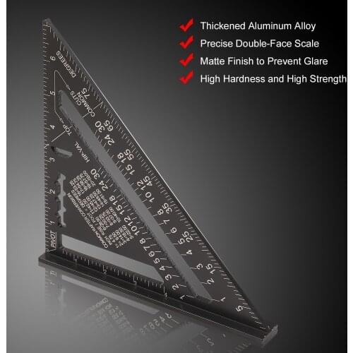 7 Inch Rafter Square Metric Triangle Ruler Double Scale Triangle Protractor Layout Gauge High Precision Easy-Read Layout Tool