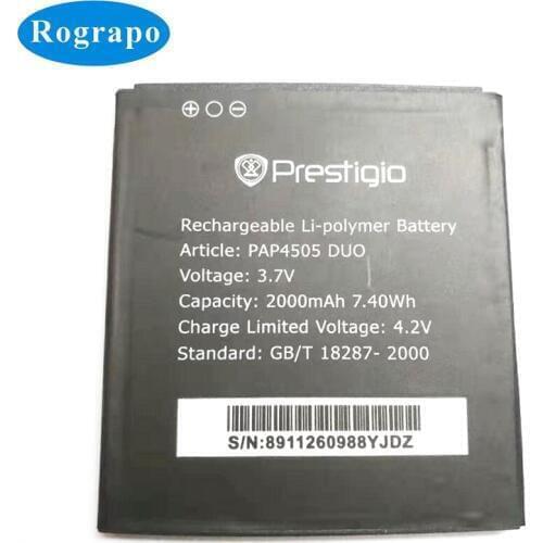 New 2000mAh PAP4505DUO Battery For Prestigio MultiPhone PAP4505 DUO Bateria Batterie Baterij Cell Mobile Phone Batteries