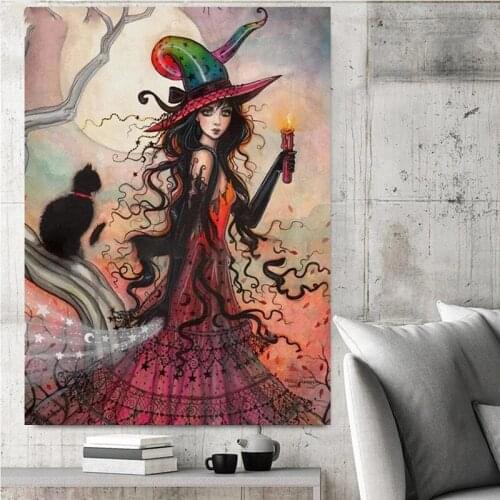 Diamond Embroidery Halloween witch and cat Diamond Painting Full Square Decor Gift 5d Needlework Picture Of Rhinestones P1187