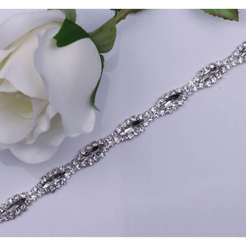 Free Shipping 5yards Rhinestone crystal Chain Bridal Sash Rhinestone Applique, Wedding Applique,Rhinestone Trimming LSRT064