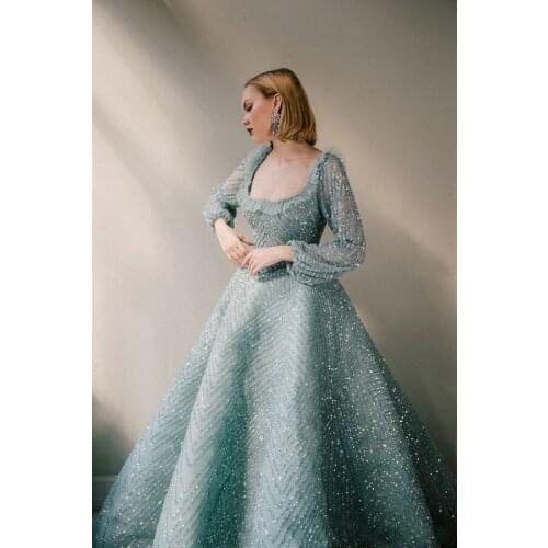 Sparkly Evening Dress Sequined Prom Dresses Long Sleeves 2021 Elegant Formal Party Gowns robe de soiree abendkleider Custom