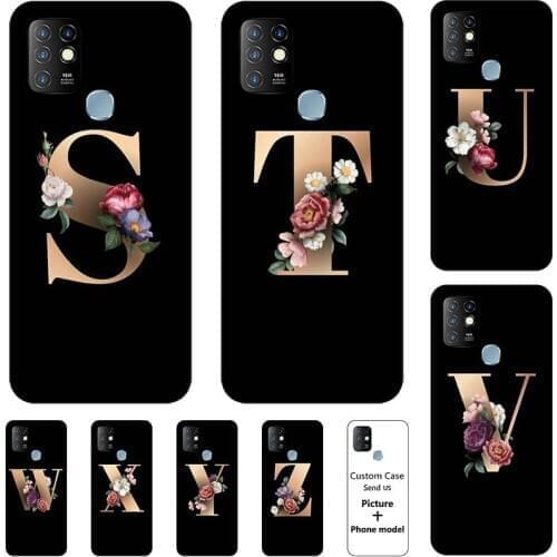 Flower 26 English Case For Infinix Hot 10 Lite X657 Hot10 Name Letters Custom Initial Soft Silicone Phone Cover Capa