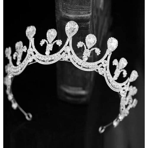 2021 New Style Zircon Crystal Bridal Crown Headbands Princess Tiaras Wedding Hair Jewelry Queen Diadem Accessories
