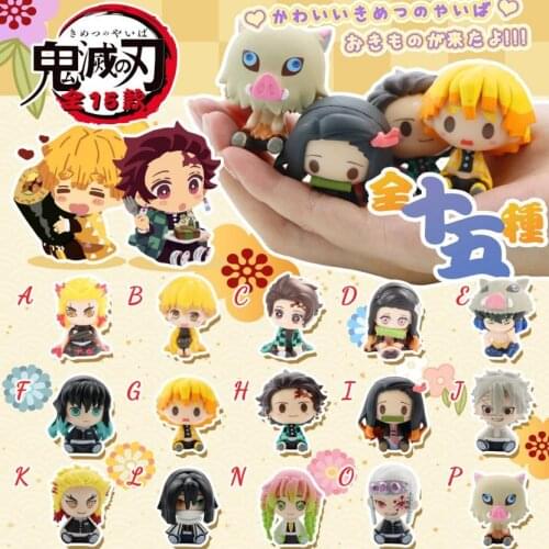 Action Demon Slayer Kimetsu No Yaiba Q Version Sitting Mini Doll Kamado Tanjirou Rengoku Kanroji Mitsuri Tokitou Desk Decor Toys
