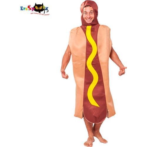Eraspooky Dropshipping 2018 New Arrival Halloween Costume Party Wear Adult Costume Hot Dog Costume Funny Jumpsuit Cosplay