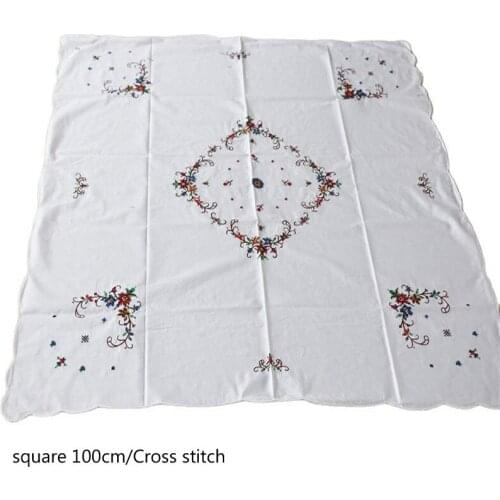 Retro cotton Cross stitch Handmade Tablecloth flower dining tea Table Cover cloth kitchen Christmas Wedding party home decor