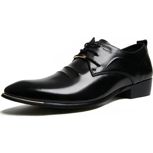 2021 New Fashion Classic Man Pointed Toe Dress Men Black Pu Leather Wedding Male Oxford Formal Shoes "