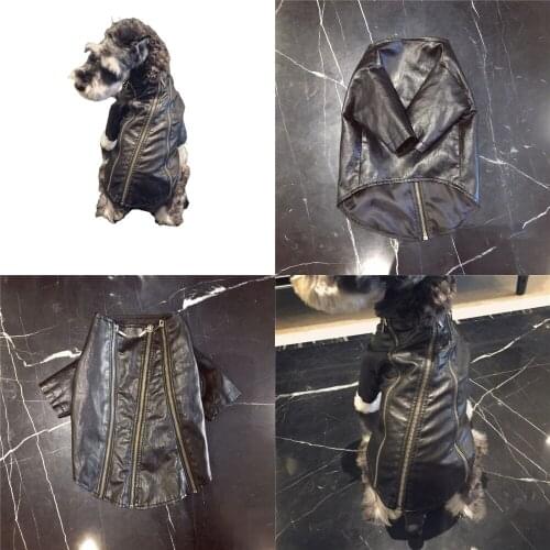 Dog Leather Coat Jacket Winter Pet Clothes Poodle Bichon Schnauzer Pug French Bulldog Clothing Outfit Garment Pet Products