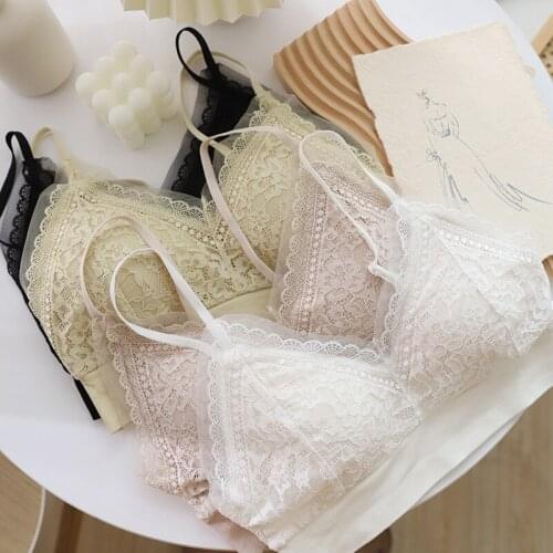 Beautiful Spaghetti straps Seamless bras women Underwear Wire-Free bras summer sexy lace bralette women YF190890