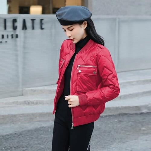 Autumn Winter Solid Womens Short Bomber Jacket Zipper Waterproof Womens Coats Parkas Casual Loose Long Sleeve Ladies Outwear