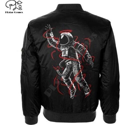 Mens Unisex 3d Space Astronaut Jackets Print zipper Flight Jacket casual unisex Harajuku women Streetwear thick coat
