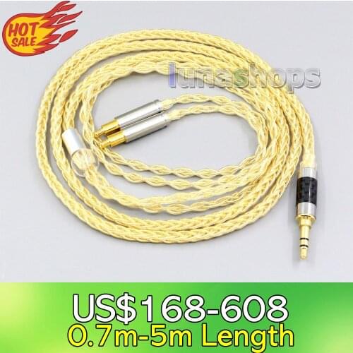 LN006483 4.4mm 8 Cores 99.99% Pure Silver + Gold Plated Earphone Cable For Audio Technica ATH-ADX5000 ATH-MSR7b 770H 990H A2DC