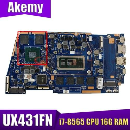 UX431FN mainboard REV2.0 For UX431F UX431FN i7-8565 CPU 16G RAM laptop motherboard 100% Tested Working