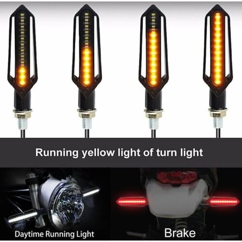 24LED Turn Signals Tail Light Motorcycle LED Flowing Water Flashing Indicator Blinker Brake/Running Light DRL Flasher Tail Lamp