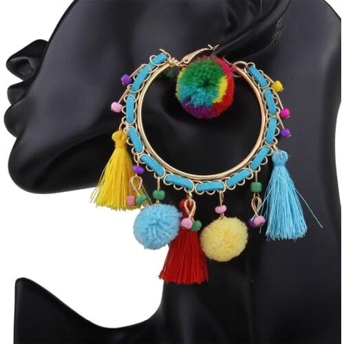 Fashion Bohemian Tassel Jewelry Huggie Earrings Street Photography Colorful Eye-Catching Casual Earrings for Women Winter