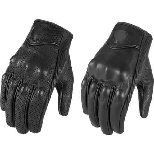 Genuine Leather Motorcycle Gloves Goatskin Touch Screen MX Motocross Gloves Man Racing Riding Gant Dirt Bike Moto Vintage New