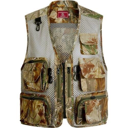 MenS Camouflage Multiple Pockets Military Vest Fishing Hunting Mesh Vest Breathable Outdoor Outwear Waistcoat