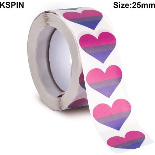 500PCS Stickers 25mm Bisexual pride Paper Sticker Label Packaging Seals Crafts Favor Tag Toppers Labels