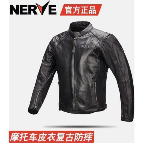 NERVE motorcycle leather summer retro jacket mens four seasons windproof anti-fall racing riding leather