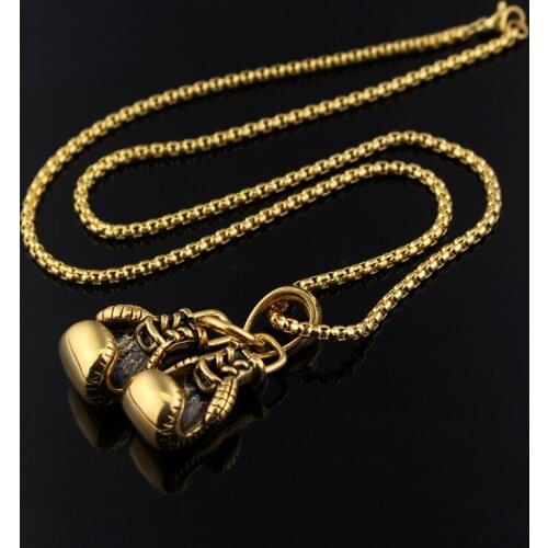 2021 New Gold/Silver Plated Fashion Mini Boxing Glove Necklace Boxing Jewelry Cool Charm Pendant For Men Boys Gift Choker