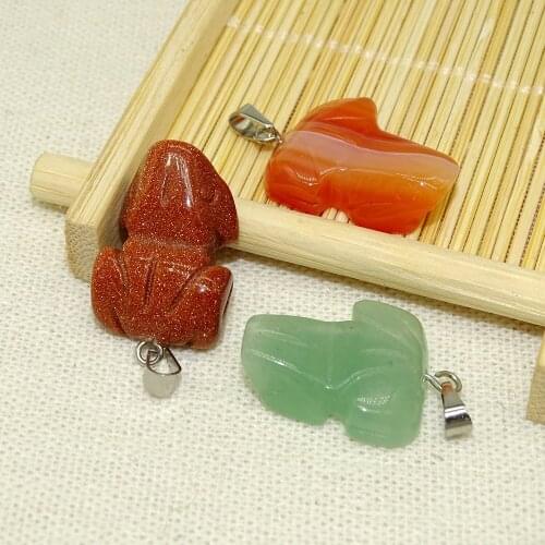 WHOLESALE 12pcs Mix Multi-style Carved Frog Natural Stone Charms Finding Pendants