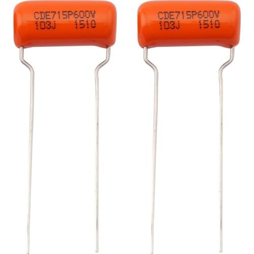 CDE Sprague Orange Drop Capacitors Tone Caps Polypropylene .01uF 715P 103J 600V for Guitar or Bass (Set of 2)
