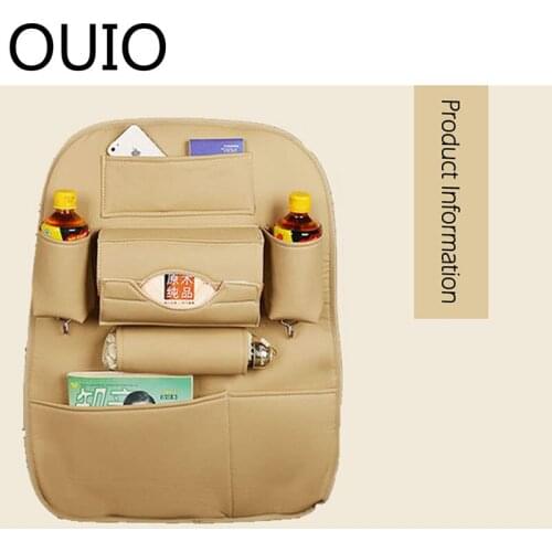 OUIO Car Back Seat Cover Bag Phone Holder Nets Accessories For Skoda Octavia A5 A7 2 Lexus Bmw F30 X5 E53 F10 E34 Lada Granta