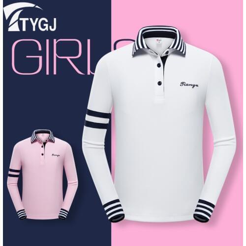 Pgm Teenager Long Sleeve Golf T-Shirt Autumn Spring Turn Down Collar Shirt Children Breathable Golf Apparel D0815