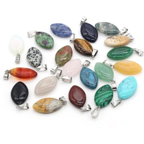 New Natural Stone Pendant Horse Eye Shape Rose Quartzs Unakite for Jewelry Making DIY Accessories Fit Necklaces 13x28mm