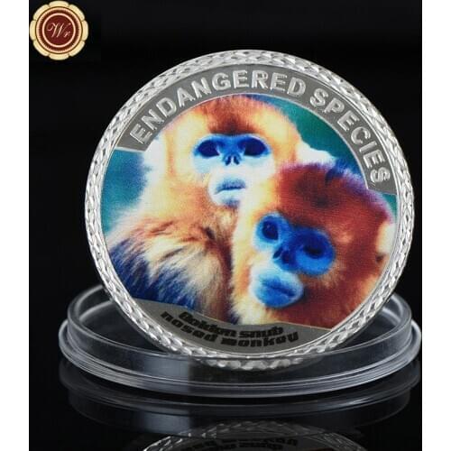 Silver Plated Metal Coin Home Decorative Rhinopithecus Metal Coins Art Ornament Creative Challenge Coins for Gifts