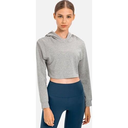 Casual Sweatshirt Women Hooded Long Sleeve Shirts Fitness Sports Crop Top COTTON Autumn Loose Versatile Running Yoga Blouse