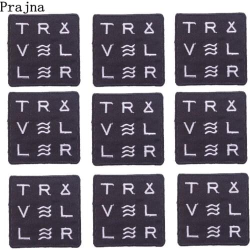 Prajna 10PCS Black White Letters Patch Fashion Stickers Stripe Ironing Badges Iron On Embroidered Patches For Clothing Wholesale