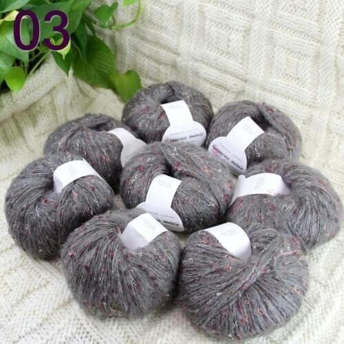 Sale 8ballsX50gr Luxury Fluffy Soft NEW MOHAIR Shawls Hand Knit Crochet Yarn Dark gray 825-03-8