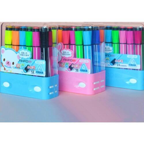12/18/24/36Color Watercolor Pen Thick Head Seal Watercolor Pen Can Be Washable Non-toxic Pastel Marker Art Pen SetWatercolor Box