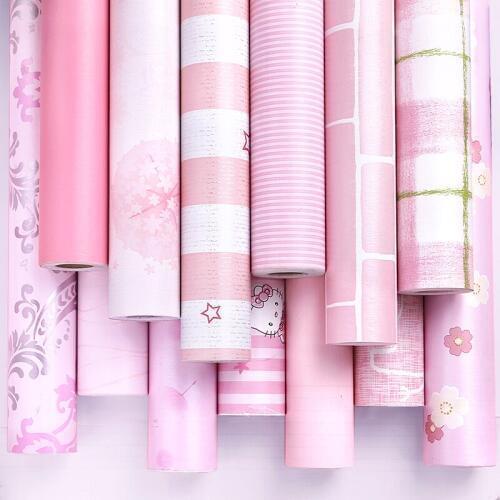 10 m pink self-adhesive wallpaper dormitory college student decoration bedroom romantic wall sticker furniture renovation door