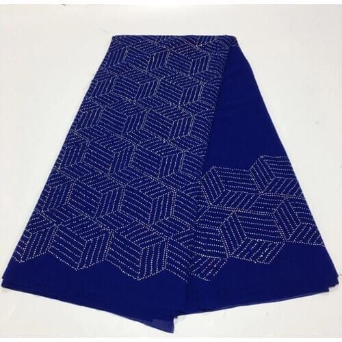 Blue Chiffon African Lace Fabric 2020 High Quality Stones Sequence Lace Embroidered Lace French Lace Fabric For Party Dress YCFF