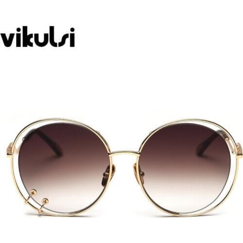 Unisex Celebrity Luxury Round Sunglasses Women Brand Designer Lens Ring Sun Glasses For Female Men Trend Hollow Sunglass UV400