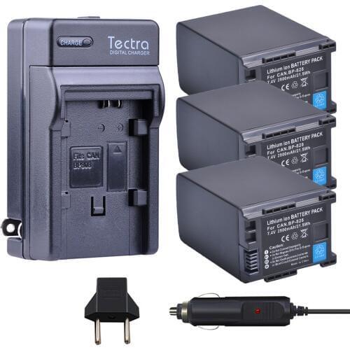 Tectra 3Pcs 2900mAh BP-828 BP828 Bateria + Digital Charger for Canon VIXIA HFG10 HFG30 HFM30 HFM300 HFM40 HFM400 HFS30 HF20 HG20