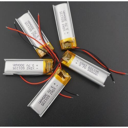XINJ 5pcs 3.7V 300mAh lithium polymer battery li po cell 601235 For mp3 bluetooth earphone speaker watch Camera Car DVC DVR DIY