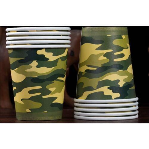 100pcs High quality camouflage thick cold and hot drink paper cup 250ml 9oz disposable coffee milk tea cup household business