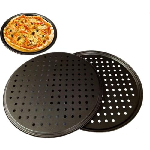2Pcs/Set 12 Inch Creative Carbon Steel Non-Stick Pizza Mold Baking Pan Tray Pizza Plate Dishes Holder Bakeware Kitchen Tools