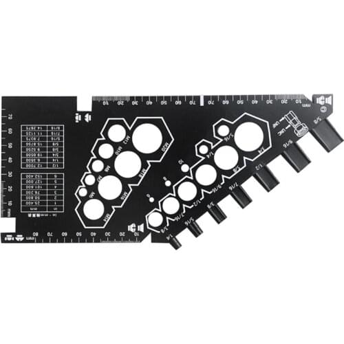 23.7x10.7cm Convenient to Use Bolt Nut Thread Measure Gauge Size Checker (Inch Standard and Metric)