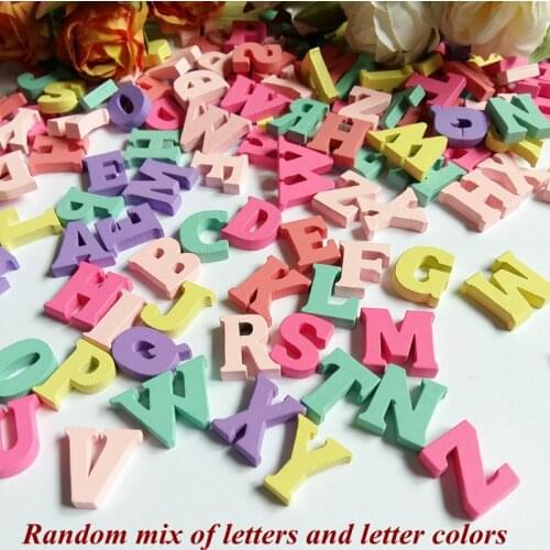 50pcs/Pack Randomly Mixed English Letters Wedding Wall Decor Wooden Letters Number Wood Bead Crafts Frame Home decoration