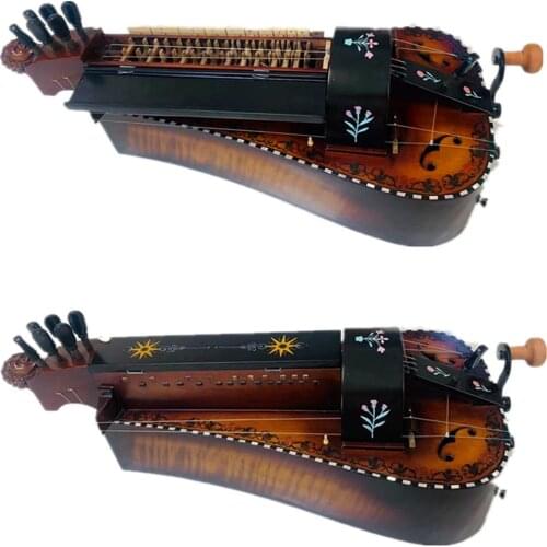 6 strings 24 keys Hurdy Gurdy maple inlay shell purfling carved woman head