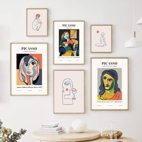 Abstract Picasso Cubism Art Portraits Modern Poster Canvas Painting Wall Art Print Picture for Living Room Interior Home Decor