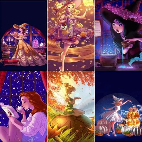 Diamond Painting Disney Cartoon Little Witch 5D DIY Diamond Embroidery Cross Stitch Kit Rhinestone Mosaic Art Home Decoration