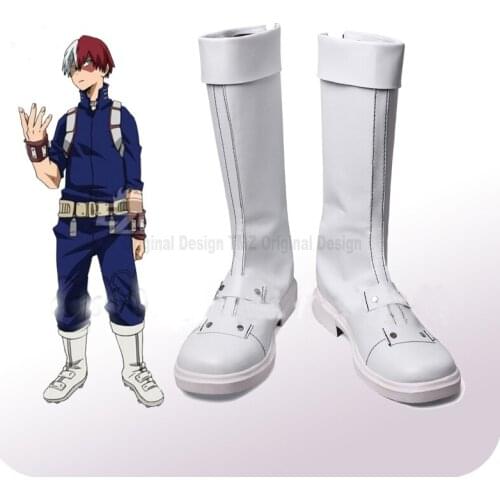 My Hero Academia Boku No Hero Akademia Shoto Todoroki White Hero Cosplay Shoes Boots Halloween Party Cosplay Costume Accessories