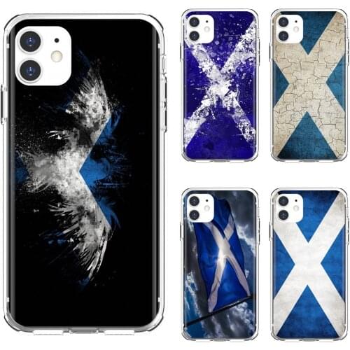 For Apple iPhone 10 11 12 Pro Mini 4S 5S SE 5C 6 6S 7 8 X XR XS Plus Max 2020 Soft TPU Case Scotland-Grungy-Flag-National