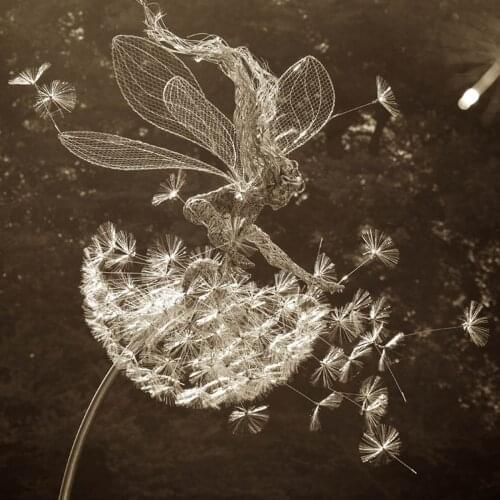 Garden Decorative Fairies And Dandelions Dance Together Metal Yard Art Mythical Fairy Decor Lawn Landscape Sculpture Decoration