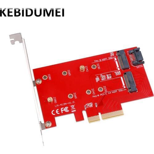 M Key B Key Dual Interface Card M.2 NVMe SSD TO PCIE X4 Adapter Support PCI Express 3.0 2230 2242 2260 2280 Size M2 SSD